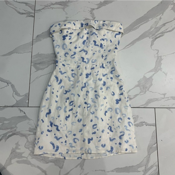 Reformation Madilyn Denim Dress 4 white Blue Stretch Beachy Mini Coquette Girl - Picture 1 of 11